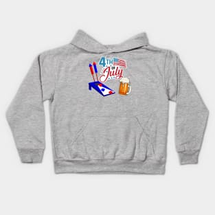 4th Of July Cornhole, Beer and Bottle Rockets Kids Hoodie